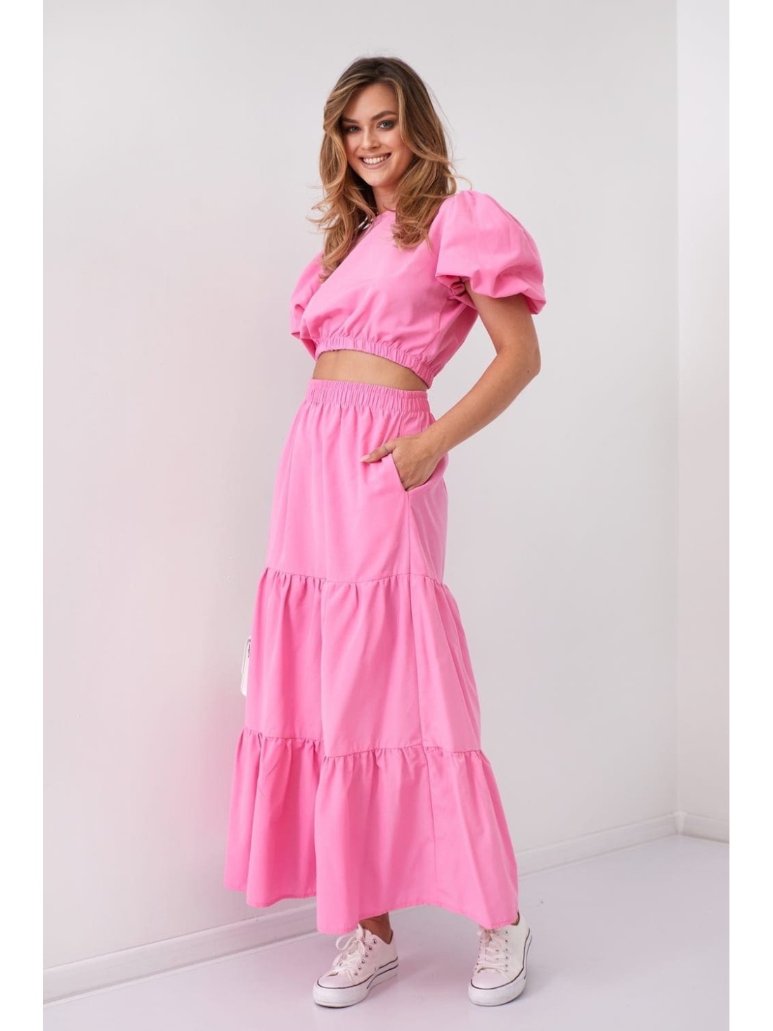 Women\'s summer set, pink blouse and skirt FG647 - Online store - Boutique